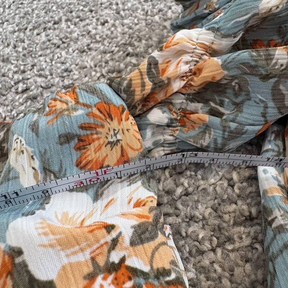 Hello Molly Basque Sage Floral Ruched Mini Dress Size Small - Picture 14 of 14